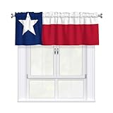 YYHWHJDE Flag of Texas Prints Short Curtains with Valance Rod 54x18in, Light Filtering, Easy Installation for Kitchen, Bathroom, Laundry Room, Studio