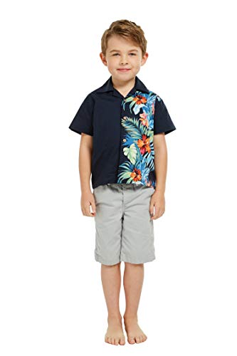 Image of Matchable Family Hawaiian Luau Men Women Girl Boy Clothes in Orchid Paradise Navy