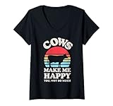 Photo Gallery donna cows make me happy funny cow lover farmer farm animal retro maglietta con collo a v Photo Gallery donna cows make me happy funny cow lover farmer farm animal retro maglietta con collo a v