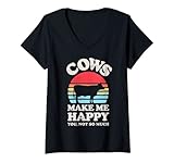 donna cows make me happy funny cow lover farmer farm animal retro maglietta con collo a v