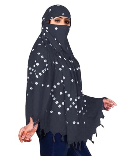 Image of Cotton Long Scarf Cum Mask Scarves Usable for Vehicle Driver | White Printed Design Fabric | Universal Size | Soft & Breathable Sun Protection | For Girl & Women