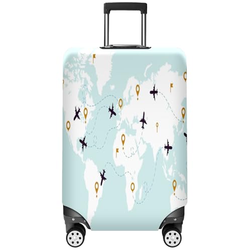 Travel Luggage Cover Suitcase Protector Scratch-Resistant Fit Not Included Suitcase Global Flight Paths S-19-21in
