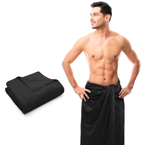 Image of Sassoon Venir Microfiber 1 Piece Men Bath Towel 450 GSM (80x160cm, Black Color) Ultra Soft Material, Towel for Daily use