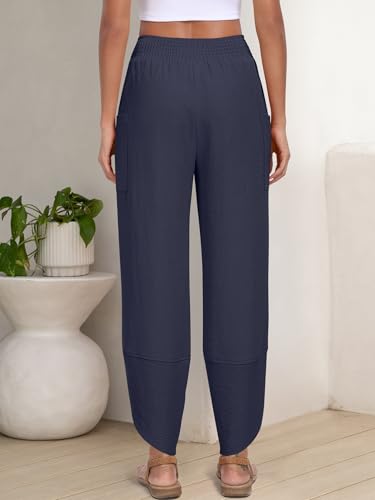 Image of ANRABESS Womens Wide Leg Palazzo Capri Pants 2026 Summer Casual High Waisted Barrel Lounge Flowy Cropped Beach Work Trousers