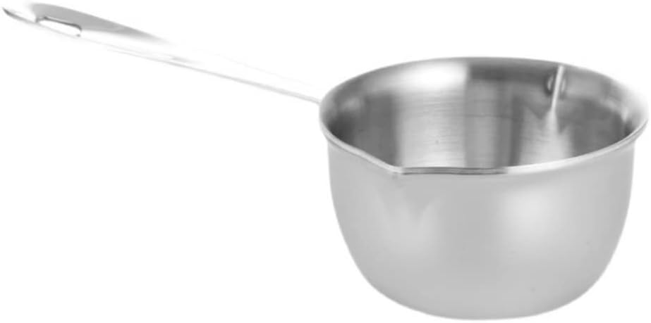 Stainless Steel Butter Warmer Pot: Mini Butter Melting Pot Coffee Milk Warmer with Dual Pour Spout Small Saucepan for Stove Top Chocolate Melting Coffee Soup Warming (Color : Silver, Size : 2