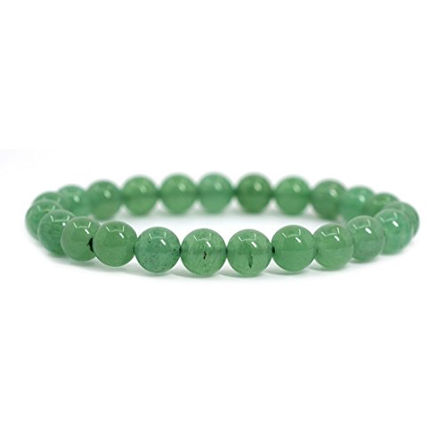Justinstones Natural A Grade Green Aventurine Gemstone 8mm Round Beads Stretch Bracelet 7 Inch Unisex