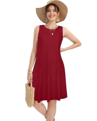 Image of elescat Women's Summer Dresses Casual Sleeveless Loose Sundress with Pocket