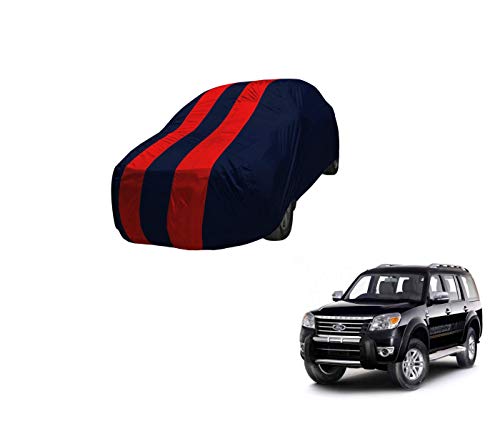 Image of Auto Hub Car Cover Compatible with Ford Endeavour (Model : 2015-2018) with Mirror Pocket,Triple Stitched, Weather Proof, Endeavour Car Cover- Navy-Red
