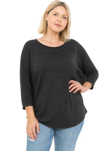 Image of LEEBE Women's Plus Size Dolman 3 /4 Sleeve Sweater
