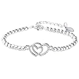 Leikedun Best Friend Bracelet Gifts Beads Friendship Bracelets with Zircon for Women Adjustable Hearts Link Jewellery Birthday Gifts for Friend