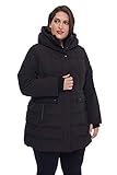 Alpine North Women's Plus Size Vegan Down Mid-Length Parka Coat (3X, Black)