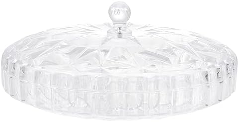 Cabilock Veggie Dip Compartment Serving Trays for Food Glass Snack Serving Tray with Lid Decorative Appetizer Tray Serving Plates Round Dishes for Dried Fruits Nuts Candies Fruits Bed Breakfast Tray