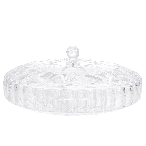 Cabilock Veggie Dip Compartment Serving Trays For Food Glass Snack Serving Tray With Lid Decorative Appetizer Tray Serving Plates Round Dishes For Dried Fruits Nuts Candies Fruits Bed Breakfast Tray #TOP13