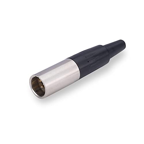 Image of MX 3 Pin XLR Microphone Connector pin Pure Copper Nickel Plated Pins1 for High Conductivity microphone (5 pin male Mini XLR connector, Pack of 1, Male Connector)