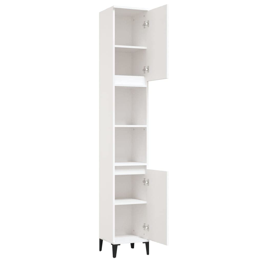 vidaXL Armario de baño Madera contrachapada Blanco 30x30x190 cm