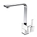 ROVATE Kitchen Sink Faucet with Bubble Aerator, Brass Single Handle Single Hole Kitchen Faucet, Hot and Cold Water Mixer Tap, Chrome Finished