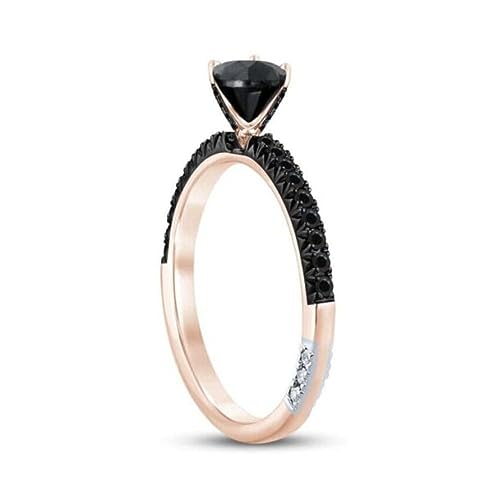 SANTOSH-ENTERPRISES 2.00Ct Heart Cut Lab Created Black Diamond Soliatire Woman's Engagement Ring 14K Rose Gold Finish4