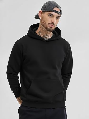 Image of LEOTUDE Loopknit Fleece Regular Fit Full Sleeve Hooded Sweatshirt Front Graphic Printed Jumper Hoodie for Men