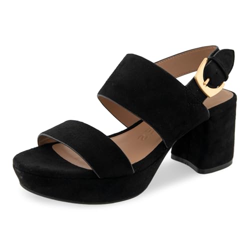 Aerosoles Women's CAMILIA Platform Sandal, BLACK FAUX SUEDE, 9.5W