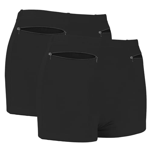 LUEXBOX Pocket Pantie for Women, Travel Underwear with Secret Pocket Panties Women's, 2 Packs (Black)