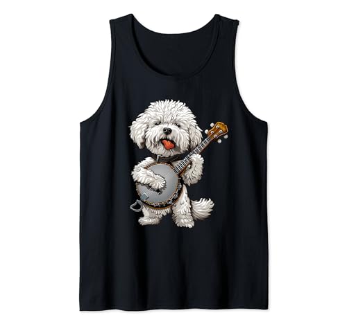 Tocador de banjo Bichon Frise Dog Bluegrass Camiseta sin Mangas