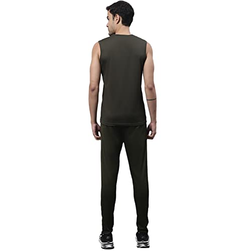 Image of Mack Jonney Dryfit Lycra Solid Co-ord Set Tracksuit For Men (Pack of 2)-DRY BLK OLV V SL D10 04-P