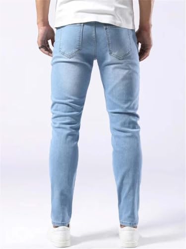 Men's Classic Washed Business Jeans Slim Distressed Stretch Straight Denim Pants 7