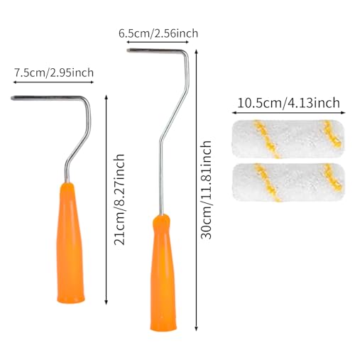 Malerset 16-teilig, Farbroller Set mit Farbwanne Kreppband, 2x Pinsel,10x 10cm Farbroller und 2x Steckbügel Groß/Klein, Mini Farbroller Pinsel für Familienzimmer Wand Architekturdekoration