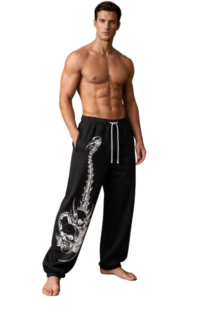Premium Baggy Lower for Men Printed | Fashionable Loose Fit Jogger Pants Black-picture-33