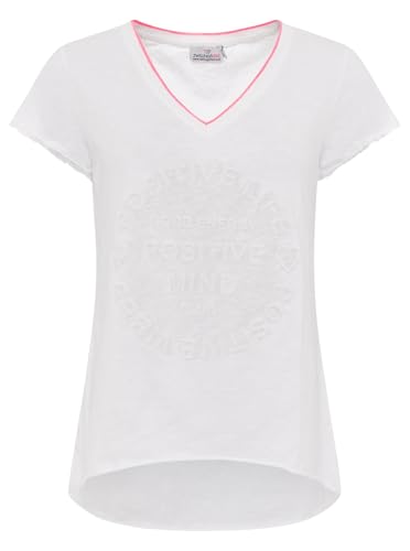 Zwillingsherz Shirt Positiv für Damen Frauen Mädchen - Hochwertiges 100% Baumwolle Oberteil kuschelig weich Sommer Kurzarm Hemd Tail Top V-Ausschnitt Neon Kante Fransen Ärmel