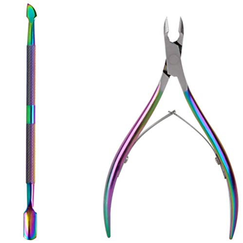 WILD COTTAGE Stainless Steel Nail Cuticle Cutter Trimmer Clipper with Double Spring, Durable Dead Skin Remover Manicure Pedicure Tool for Fingernail Toenails Cuticle Nipper – (Electroplating color)