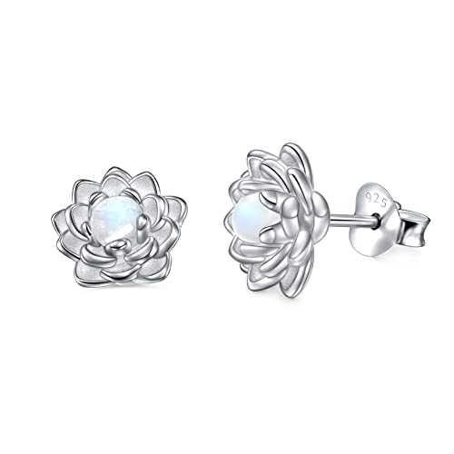 Moonstone Lotus Jewelry Set 925 Sterling Silver Lotus Flower Ring Engraved True Love Waits Natural Healing Buddha Spiritual Yoga Lotus Jewelry Set Gifts for Women