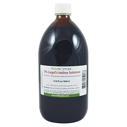5% Lugol jodlösning 33,8 Fl Oz - 1000 ml | Jodtillskott | 15% Lugols flytande formulering | Tillverkad med 5 procent jod och 10 procent kaliumjodid | Heiltropfen®