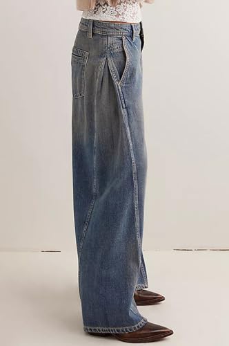 loveimgs Women Y2k Baggy Wide Leg Denim Pants Boyfriend Patchwork Flare Jeans Mid Rise Distressed Palazzo Pockets4