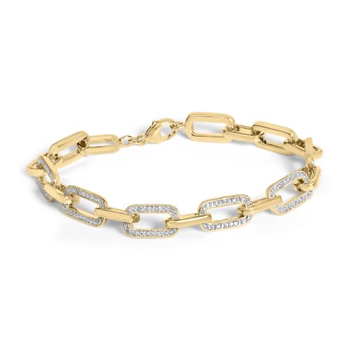 Gold Vermeil 1/10 Cttw Diamond Bold Paperclip Link Bracelet