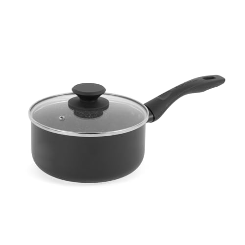 Progress Cazo de Cerámica Mármol de 18 cm con Tapa – Olla Antiadherente con Recubrimiento Metálico de Mármol, 1,95 L, Apta para Inducción, Aluminio Prensado, Libre de PFAS