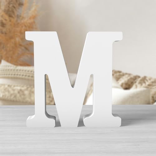 Zaruatu Letras de madera blanca de 6 pulgadas, letras de madera sin terminar para decoración de pared, letras decorativas de pie, letras blancas para decoración de pared para manualidades, proyectos