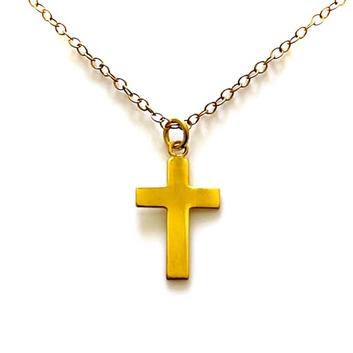 Collar de cruz de oro de 18k y plata de ley ROBERTS con acabado de joyería fina