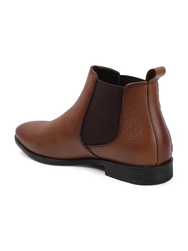 Image of Carlton London Men's Classic Slip-On Ankle Chelsea Leather's Boot with Elastic Gussets
