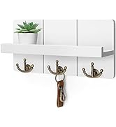 Rebee Vision Key Holder for Wall with Shelf: Elegant Farmhouse Mail Organizer with Decorative Flo...