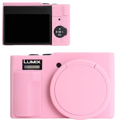 MUZIRI KINOKOO Silicone Case Compatible for Panasonic Lumix DC-ZS99 Digital Camera - Soft Rubber DC-ZS99 Protective Cover with Removable Lens Cover - Anti-Slip & Anti-Scratch-Pink