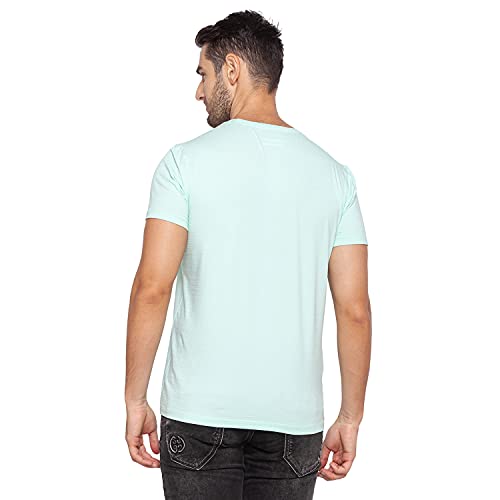 Image of Spykar Mens Cotton ICE Green Printed T-Shirt