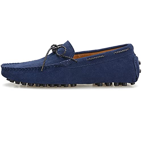 Slip-on Loafer for Men Flats Bow-Tie Suede Leather Dress Driving Moccasins Casual Boat Shoes3
