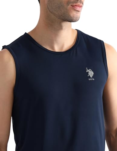 Image of U.S. Polo ASSN. Mens OEV07 Solid Cotton Gym Vest - Pack of 1