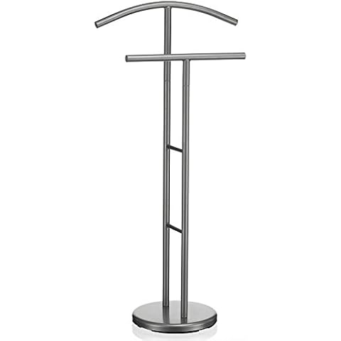 IDIMEX Herrendiener LAURENZ Garderobe Kleiderständer Garderobenständer Kleiderstange mit Hosenbügel, Metall grau Cover