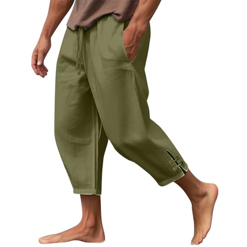 Baggy Pants Mens Linen Harem Capri Pants Loose Ankle Drawstring Casual Travel Summer Trouser Beach Yoga Pant