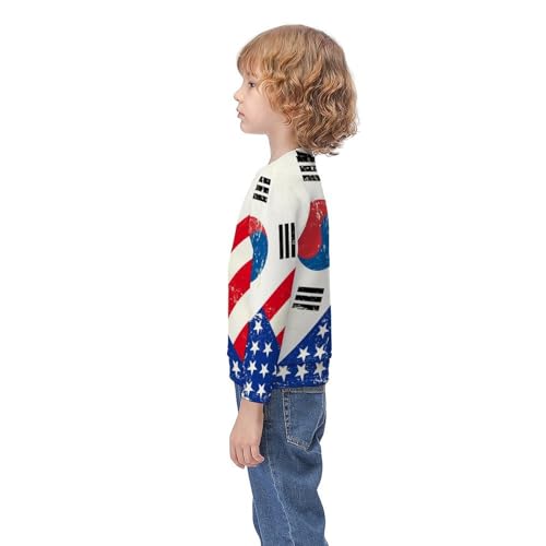 USA And Korean FlagChildren's Casual Pullover Sweatshirt Loose Fit8-10Y Style3