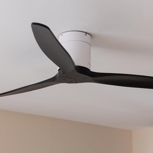 Cecotec Ventilateur de Plafond EnergySilence Aero 5500 Aqua White&Black Connected, Moteur DC 40W, Diamètre 132 cm, Basse Consommation, Wifi, Télécommande, Extérieur, Minuteur, Été et Hiver, Silencieux