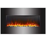 GLOW MASTER UK Electric Fire Fireplace Curved Black Glass Wall Mounted Flame Living Room Heater