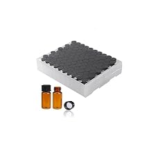 3ML Glass Sample Vial,Amber Borosilicate Glass Liquid Sampling Sample Glass Thread Bottles,16 * 33mm,13-425 Black Screw Caps with PE Liner, pack of 100